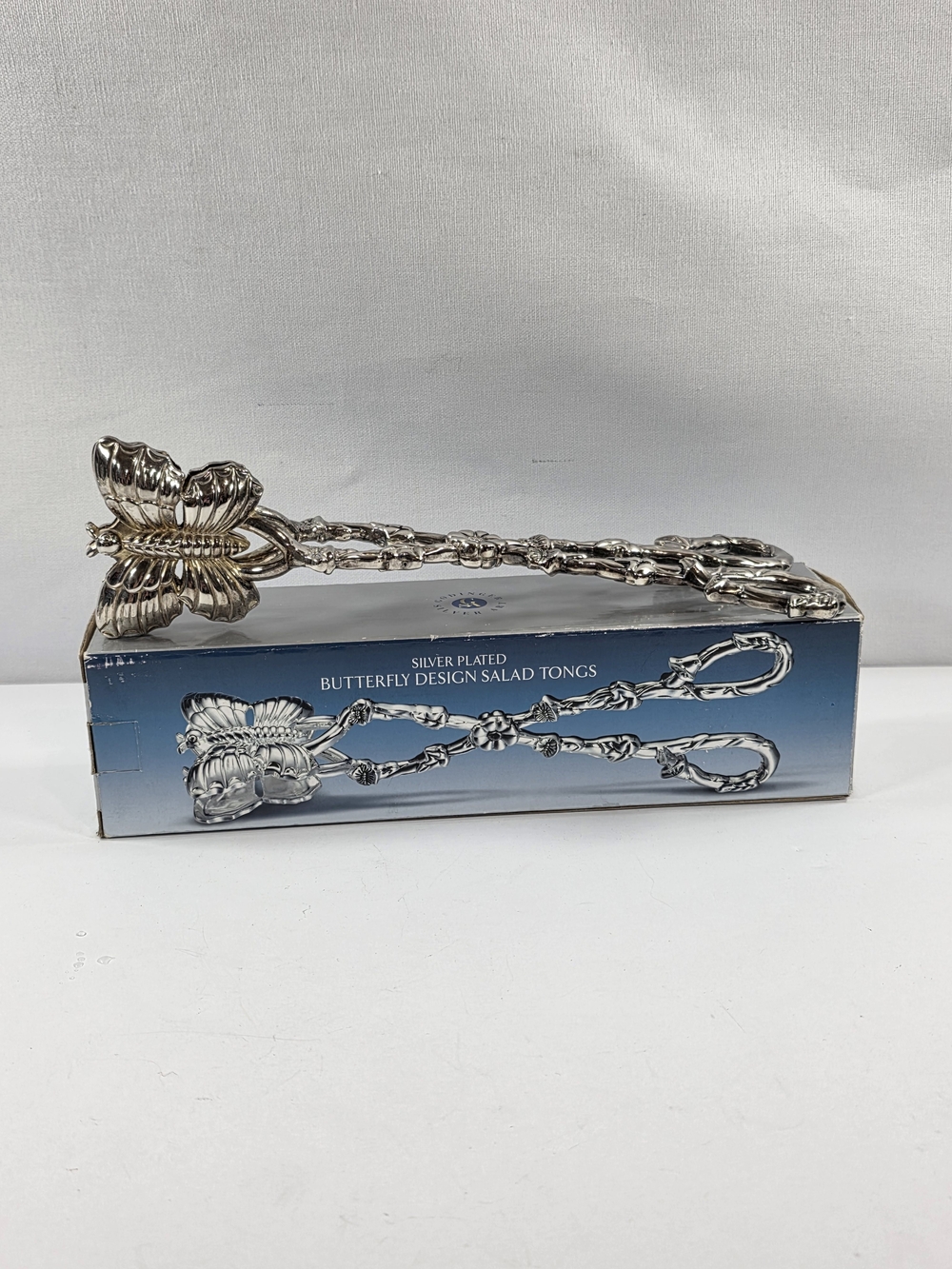 Vintage GODINGER Silver Plate Large Figural BUTTERFLY Serving Tongs